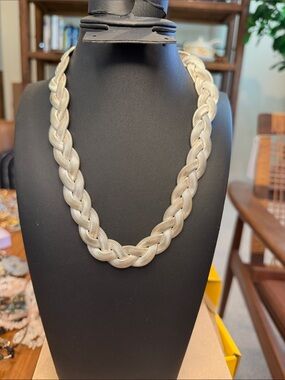 Braided Silver-Tone Women's Statement Necklace